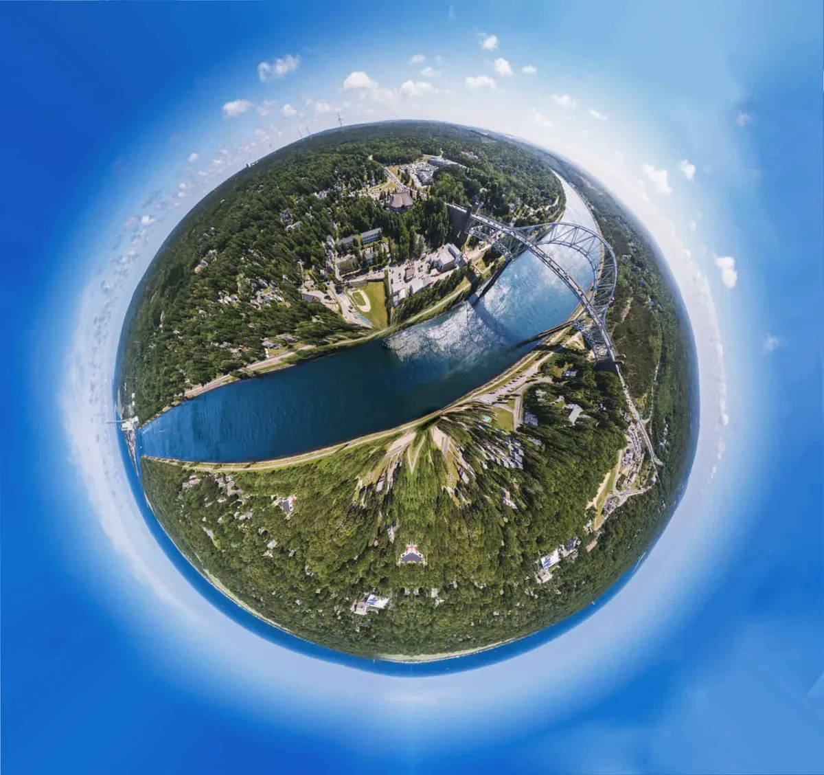 Foto aérea 360 graus no formato planeta